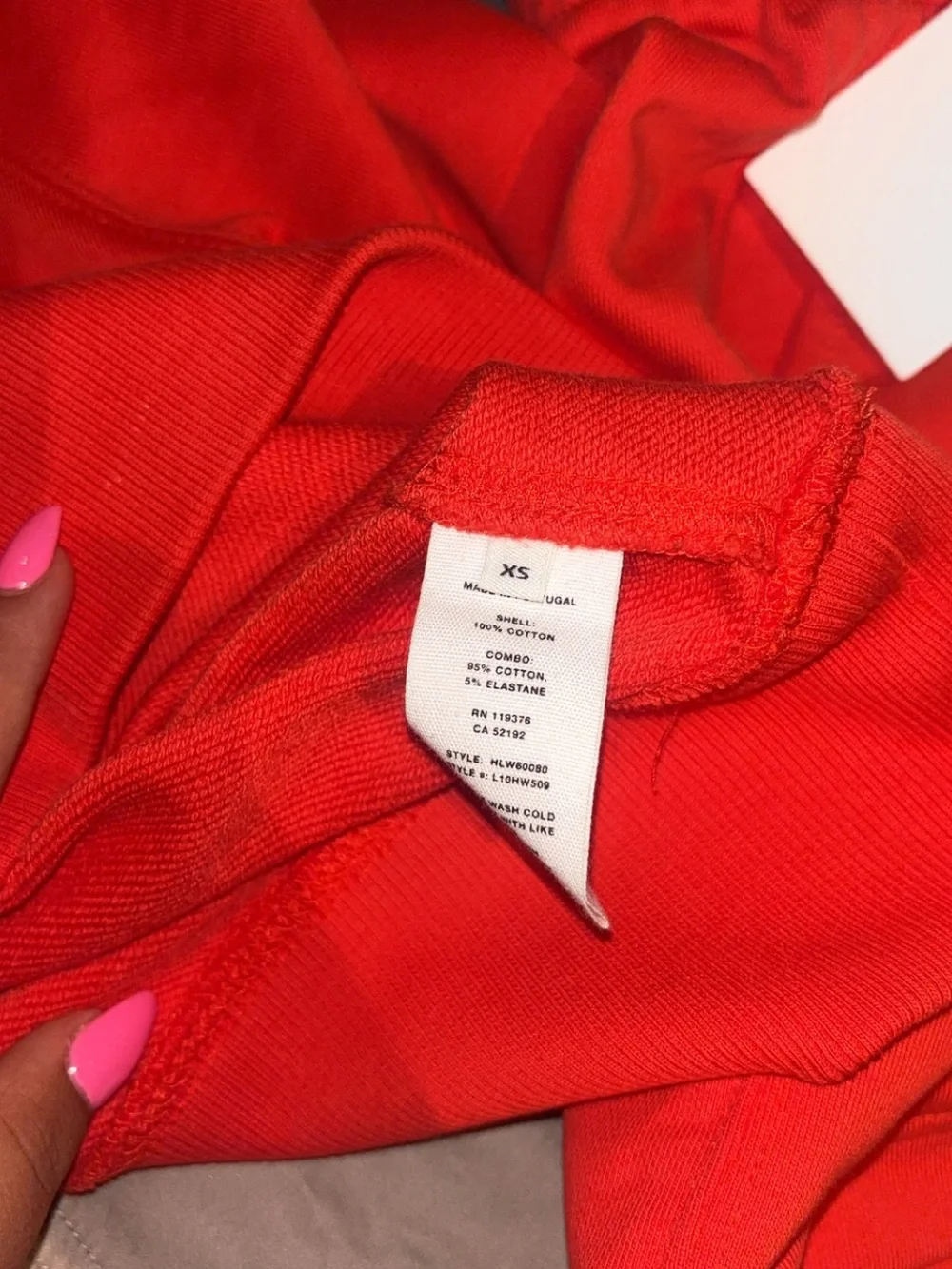 Helmut Lang Red Pullover Hoodie and Matching Shorts Set